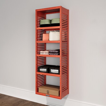 John Louis Home Solid Wood 16in. Deep Storage Tower with Shelves Red Mahogany JLH-300-R